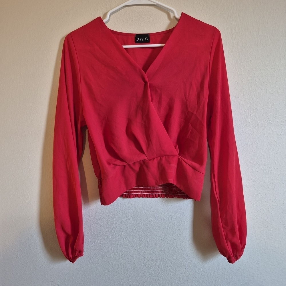 Women's Vibrant Red Wrap Blouse